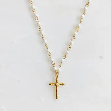 Cabled Cross Necklace
