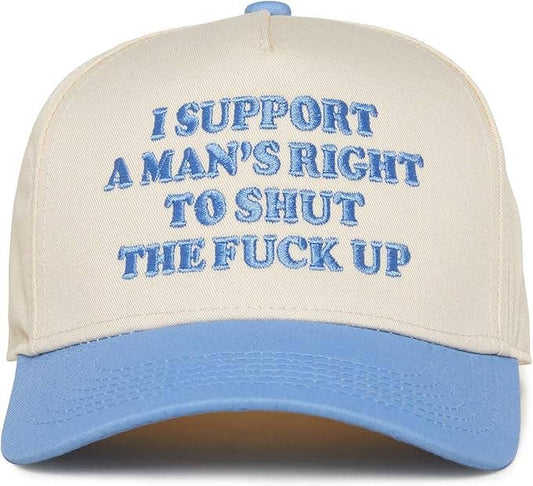 Two Tone Embroidered Cap - Man's Right to Shut Up (Lt. Blue)