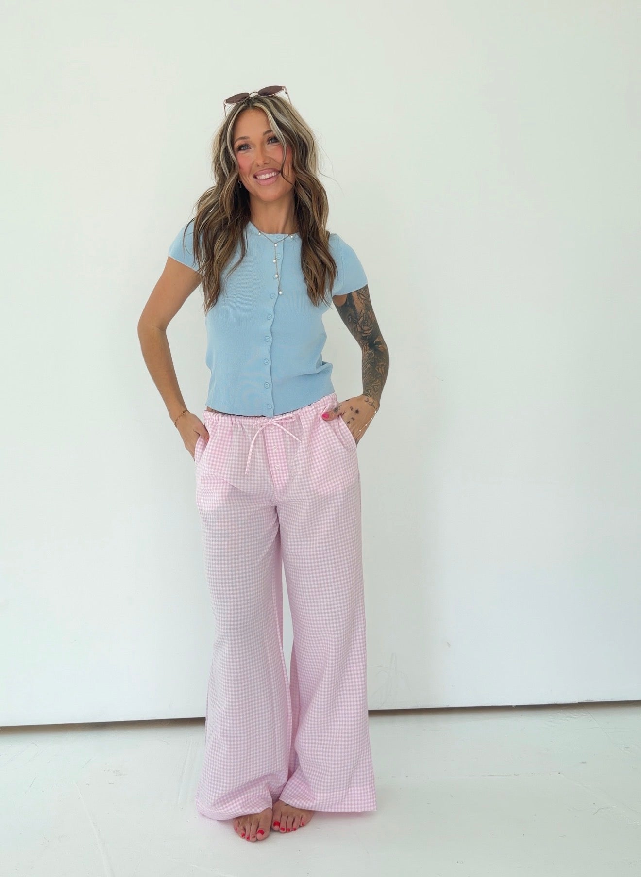 Button Front Short Sleeve Knit Top