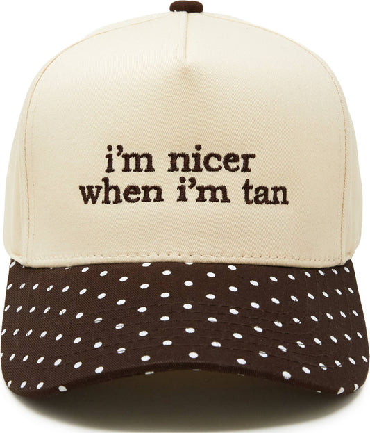 2-Tone Hat - I'm Nicer When I'm Tan - Polka Dots Brown/Beige