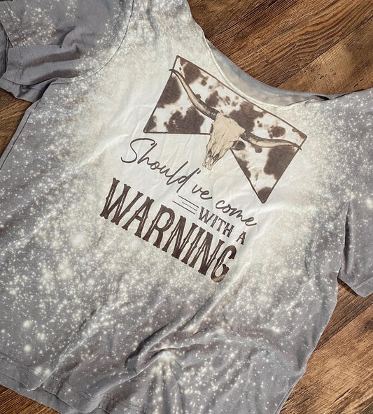 Off Shoulder bleached warning tee